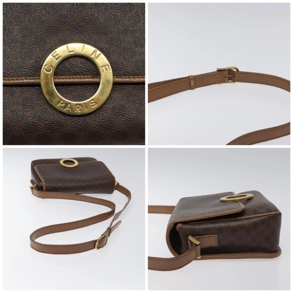 CELINE Macadam Canvas Shoulder Bag PVC Leather Brown Gold Auth 119072 - Picture 16 of 16
